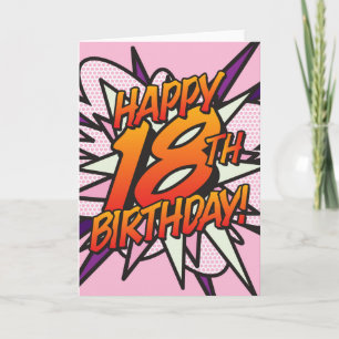 Cartão ANIVERSÁRIO DE 18 ANOS FELIZ Quadrinhos Arte Pop r