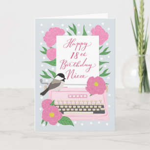 Cartão Aniversário de 18 anos para a sobrinha   Design Fl