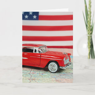 Cartão Aniversário De 1955 Chevy Car No Roteiro