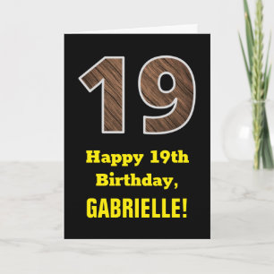 Cartão Aniversário de 19 anos: Nome, Padrão de "19" com T