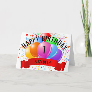 Cartão Aniversário de 1 ano Personalizado Feliz