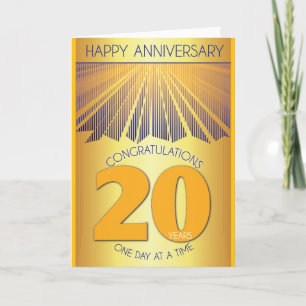 Cartão Aniversário de 20 Anos de Abstinência Golden Ray