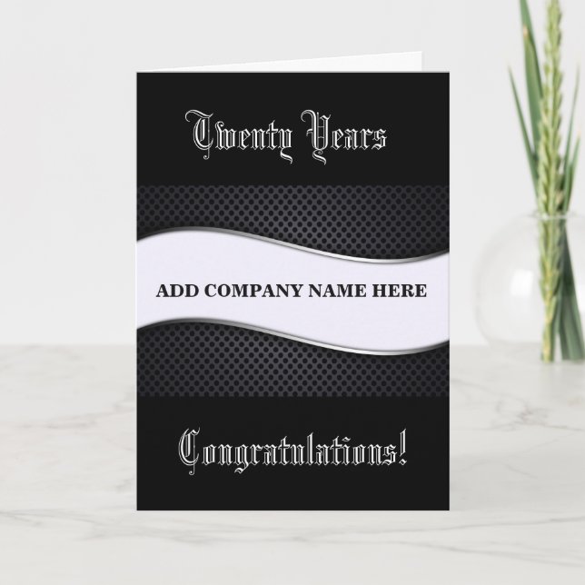 Cartão Aniversário de 20-Business - Onda Gráfica B/W (Frente)