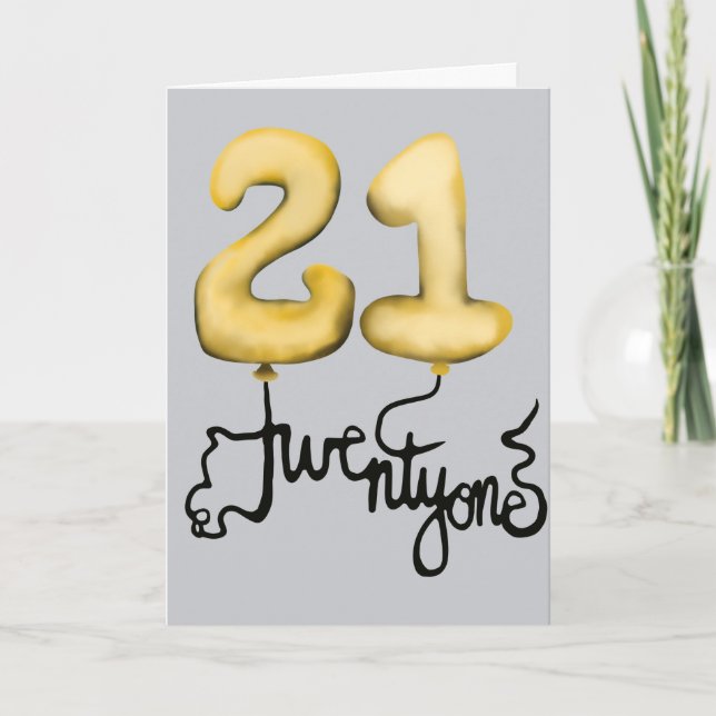Cartão aniversário de 21 anos Balão (Frente)