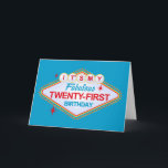 Cartão Aniversário de 21 anos de Las Vegas<br><div class="desc">Nossos olhares do design do ANIVERSÁRIO 21 de LAS VEGAS como a boa vinda a Las Vegas assinam,  mas dizem que é MEU VINTE-PRIMEIRO ANIVERSÁRIO FABULOSO. Divertimento e original para esse aniversário muito especial. Em t-shirt,  em roupa & em mais! Original de PinkInkArt!</div>