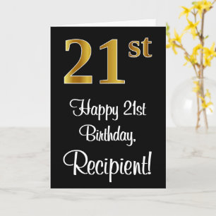 Cartão aniversário de 21 anos ~ Elegante Luxurioso Faux 