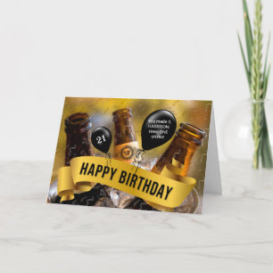 Cartão aniversário de 21 anos Engraçado Balde de Cerveja