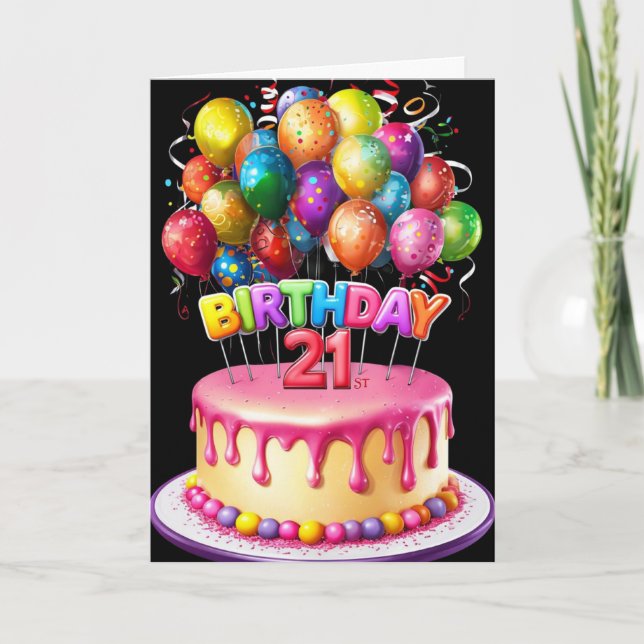 Cartão Aniversário de 21 anos feliz (Frente)