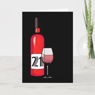Cartão aniversário de 21 anos feliz: garrafa de vinho de 
