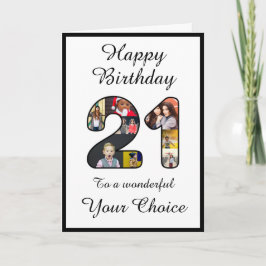 Cartão aniversário de 21 anos Happy 21 Custom Photo Text 