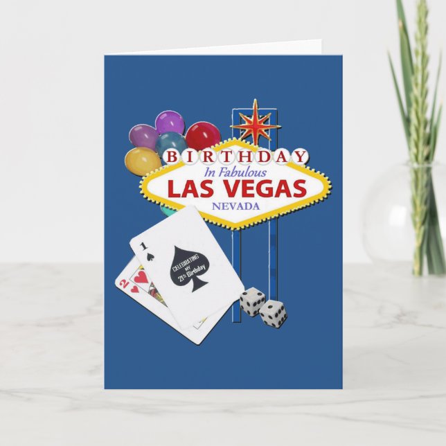 Cartão aniversário de 21 anos Las Vegas (Frente)