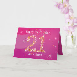 Cartão aniversário de 21 anos - Números de estrelas - Ros