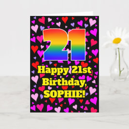 Cartão aniversário de 21 anos: Padrão de Corações Adoráve