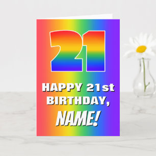 Cartão aniversário de 21 anos: Padrão Divertido e color