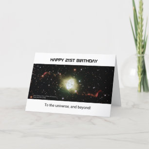 Cartão aniversário de 21 anos personalizado texto nebula 