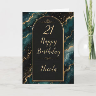 Cartão Aniversário de 21 anos Teal Gold