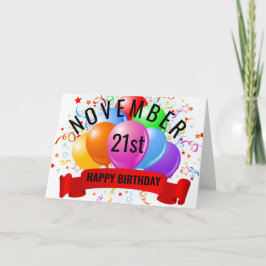 Cartão Aniversário de 21 de Novembro
