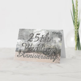 Cartão Aniversário de 25 anos de Casamento Chic Prata Tip