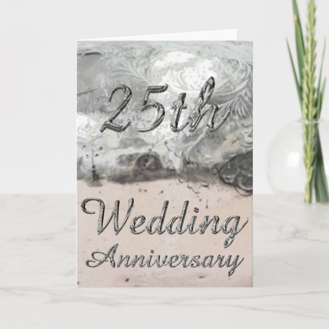 Cartão Aniversário de 25 anos de Casamento Elegante Tipog (Frente)