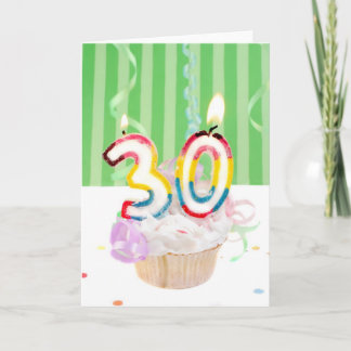 Cartão aniversário de 30 anos cupcake com velas