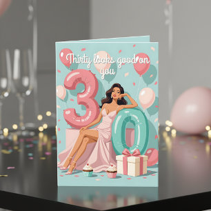 Cartão Aniversário de 30 anos de 30 mulheres modernas e f