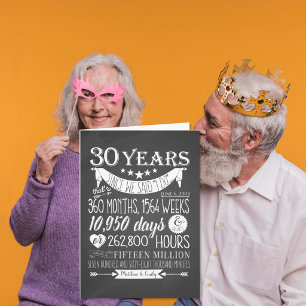 Cartão aniversário de 30 anos de casamento, quadro negro,
