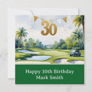 Cartão Aniversário de 30 anos de golfe no campo de golfe