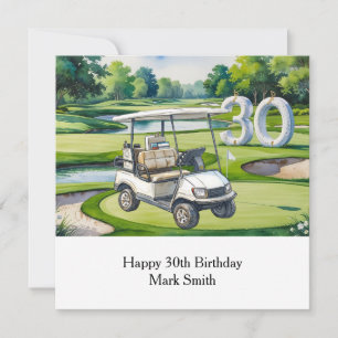 Cartão Aniversário de 30 anos de golfe no campo de golfe
