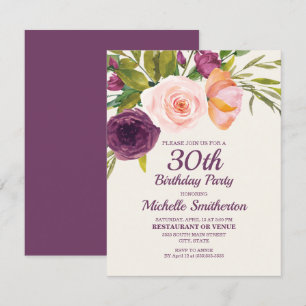 Cartão Aniversário de 30 anos de mulheres, cor-de-rosa, 