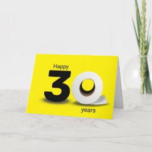 Cartão aniversário de 30 anos de papel higiênico