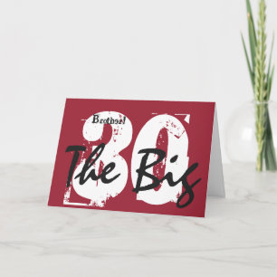 Cartão aniversário de 30 anos, irmão, preto, texto branco