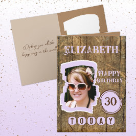 Cartão Aniversário de 30 anos lilás-marrom-russa