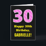 Cartão aniversário de 30 anos: Listras e Corações Rosa "3<br><div class="desc">Este design de cartão de saudação de aniversário alegre e divertido apresenta um grande número de "30", tendo um padrão cor-de-rosa escuro e rosas claro com formas cardíacas na frente. A frente também apresenta a mensagem de saudação de aniversário "Happy aniversário de 30 anos, " e um nome de destinatário...</div>