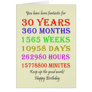 Cartão aniversário de 30 anos Milestones