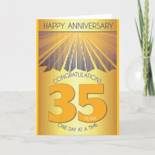 Cartão Aniversário de 35 Anos de Sobriedade Golden Ray