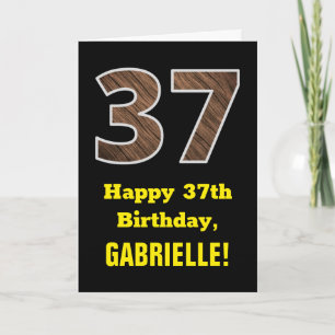Cartão Aniversário de 37 anos: Nome, Padrão de "37" com t