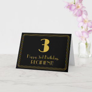 Cartão aniversário de 3 anos: Art Deco Inspirou "3" + No