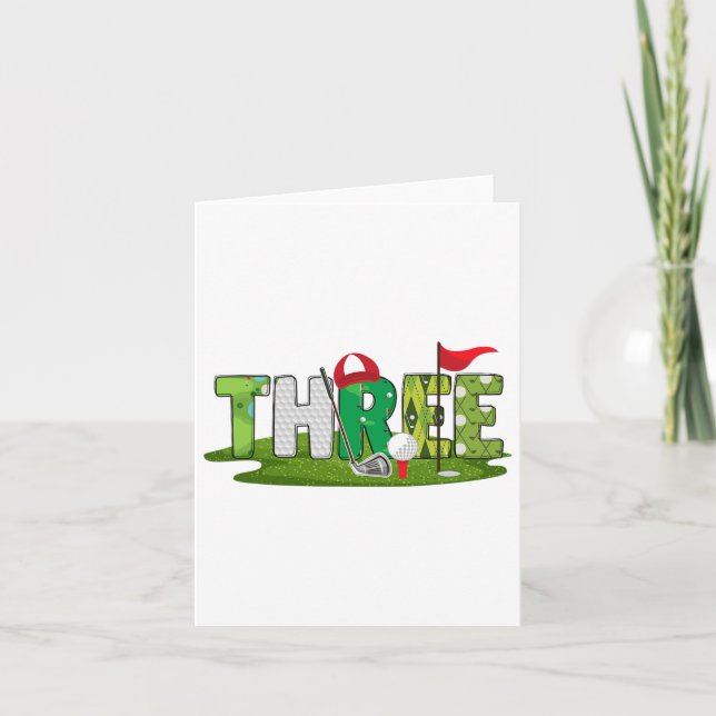 Cartão aniversário de 3 anos Golf Tema de 3 Anos Crianças (Frente)
