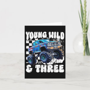 Cartão aniversário de 3 anos Monster Truck Young Wild E T