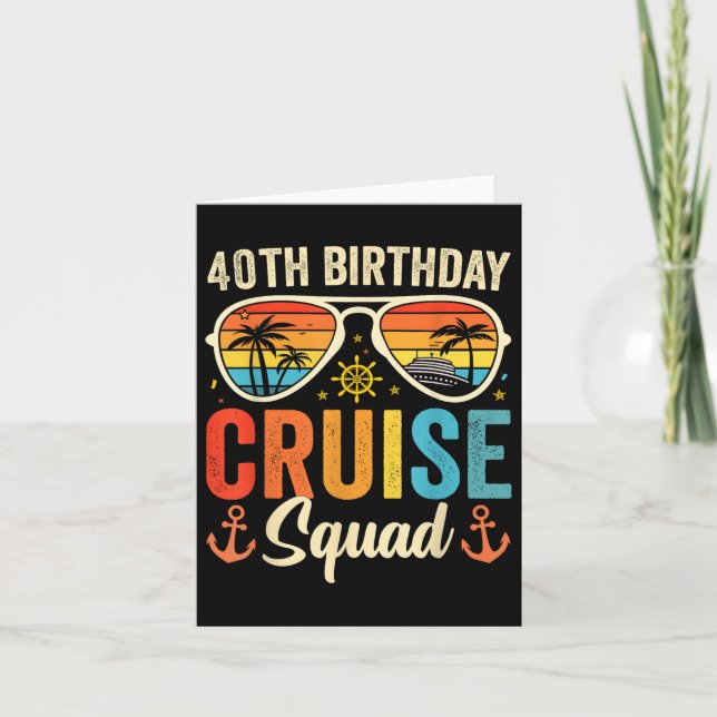 Cartão aniversário de 40 anos Cruise Squad Oferece Par de (Frente)