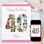 Cartão Aniversário de 40 anos de Feliz Número 40 Colagem<br><div class="desc">Diga "aniversário de 40 anos Feliz Mãe" com um cartão de aniversário único e sua própria colagem de fotos personalizada. Este cartão de aniversário para a mãe tem tipografia feminina em rosa e simplesmente estilizando para focar nas suas fotos no número 40. A modelo está pronta para você editar Feliz...</div>