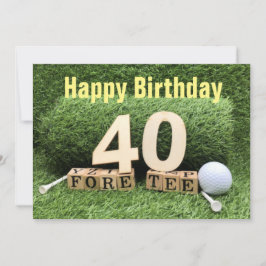 Cartão Aniversário de 40 anos de golfe com número e bola