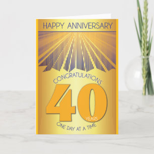 Cartão Aniversário de 40 Anos de Sobriedade Golden Ray