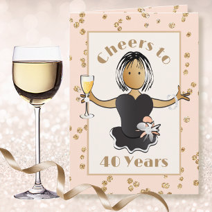 Cartão Aniversário de 40 anos engraçado feminino desenho