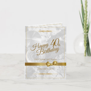 Cartão Aniversário de 40 anos feliz com arco ouro