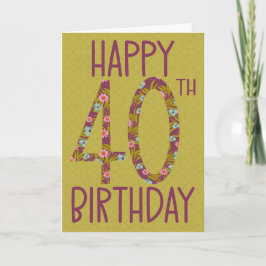 Cartão aniversário de 40 anos Floral