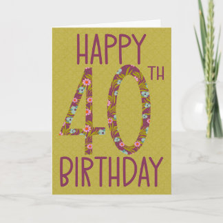 Cartão aniversário de 40 anos Floral