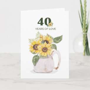 Cartão Aniversário de 40 anos Girassóis Anos de Amor