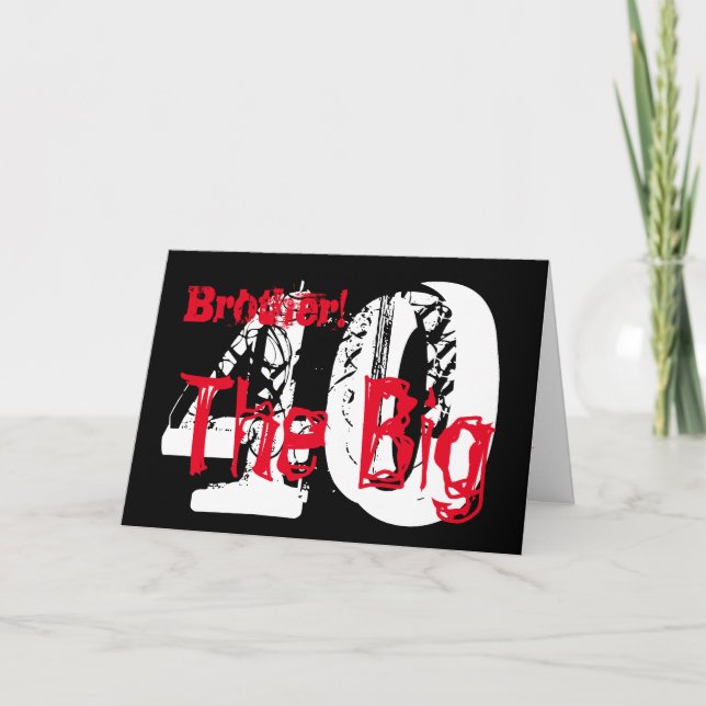 Cartão aniversário de 40 anos, irmão, vermelho, texto bra (Frente)