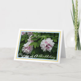 Cartão aniversário de 40 anos Jessica Peonies Modern Ouro